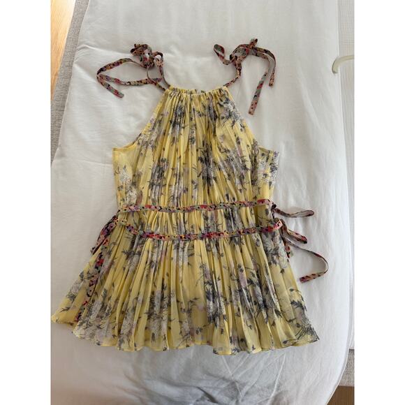 NWOT Rebecca Taylor Lemon Rose Pleat Top Size 0 $295 - Picture 4 of 8